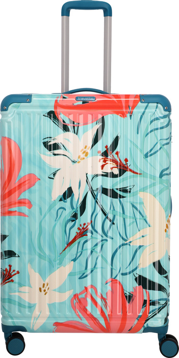 Walizka duża Travelite Cruise Print 77 cm turkusowa lilia