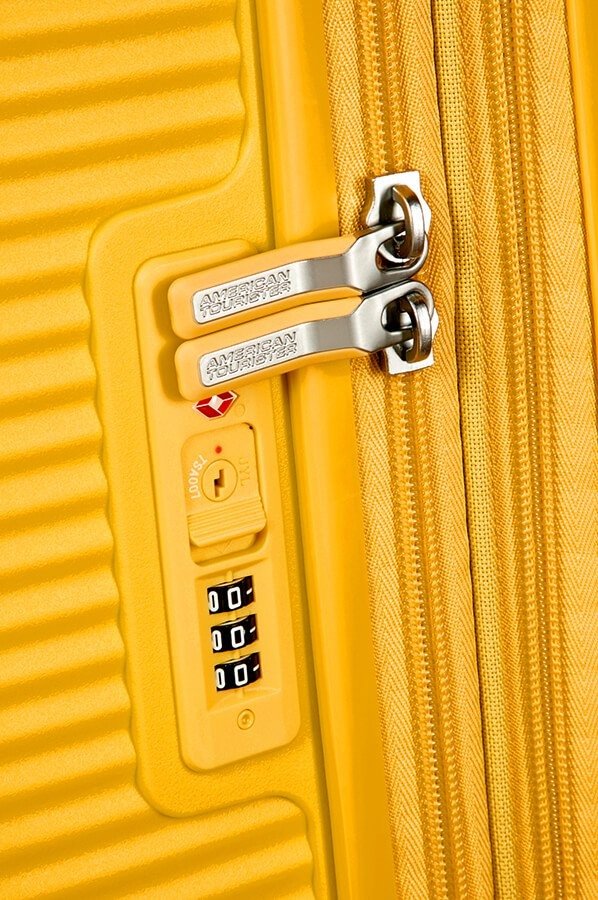 Walizka kabinowa American Tourister Soundbox 55 cm powiększana żółta